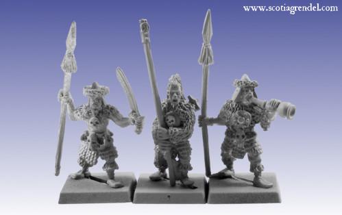 Grendel Metal Figures: Barbarian Spearmen Command