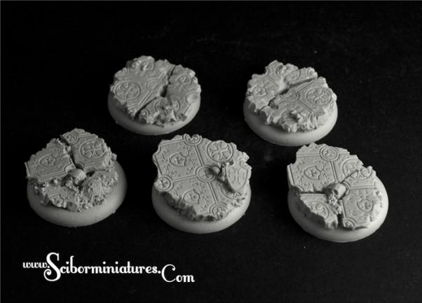 Round Bases: Templar Ruins 30mm round edges bases (5) NEW VERSION