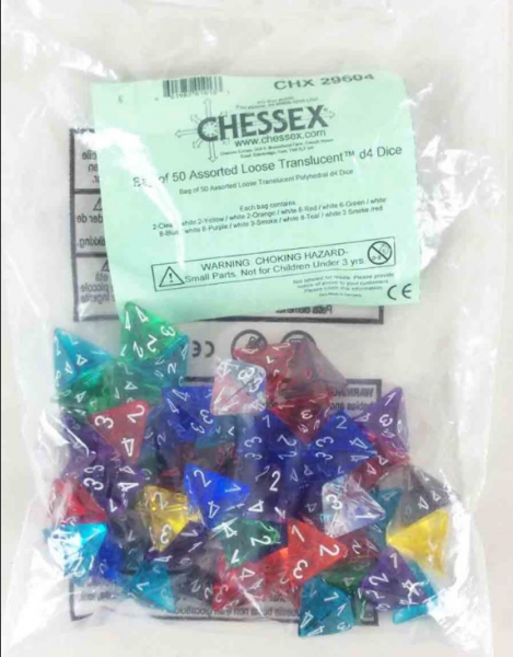Chessex Bulk Dice Sets: Translucent d4 (Bag of 50)