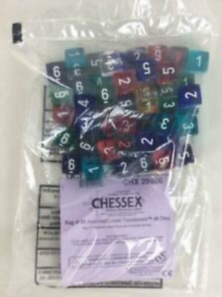 Chessex Bulk Dice Sets: Translucent d6 (Bag of 50)