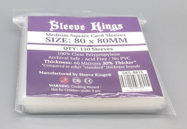 - 110 Pack Sleeve Kings Standard Medium Square Card Sleeves 80x80mm SKS8815 