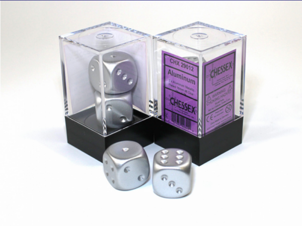Chessex Metal Dice: Pair of Aluminum Metallic 16mm d6 (2)