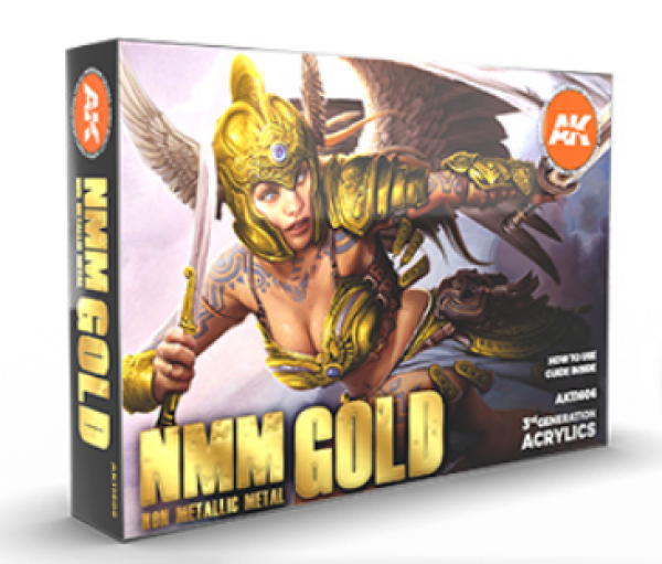 AK-Interactive: 3rd Gen Acrylics - Non Metallic Metal Gold Acrylic Paint Set (Box of 6 Paints)