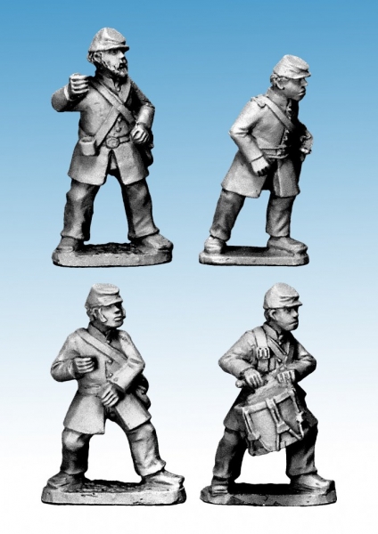 Crusader Miniatures: American Civil War - Infantry Command in Frock Coats and Kepi (4)