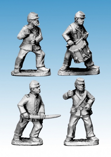 Crusader Miniatures: American Civil War - Infantry Command in Jackets and Kepi (4)