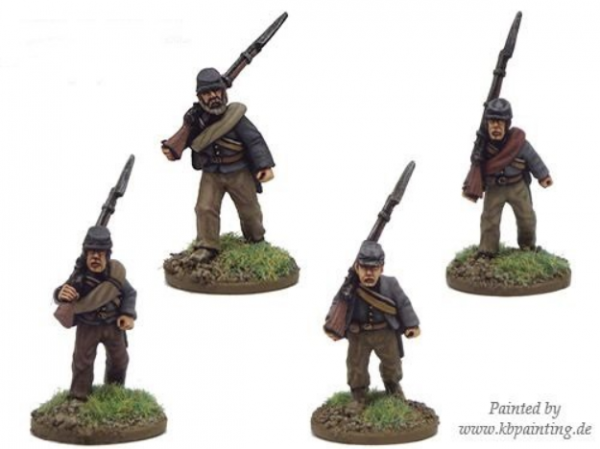 Crusader Miniatures: American Civil War - Infantry in Shirt and Kepi Marching (4)