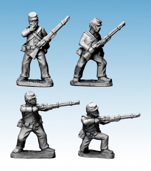 Crusader Miniatures: American Civil War - Infantry in Shirt & Kepi Skirmishing (4)