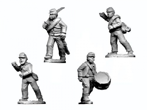 Crusader Miniatures: American Civil War - Infantry Command in Shirt and Kepi Advancing (4)