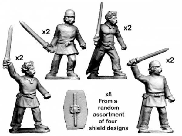 Crusader Miniatures: Ancient Celt Unarmoured Warriors with Swords (8)