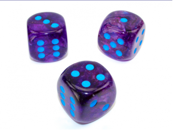 Chessex Dice: Nebula Nocturnal/Blue Luminary 30mm d6 w/pips (1)