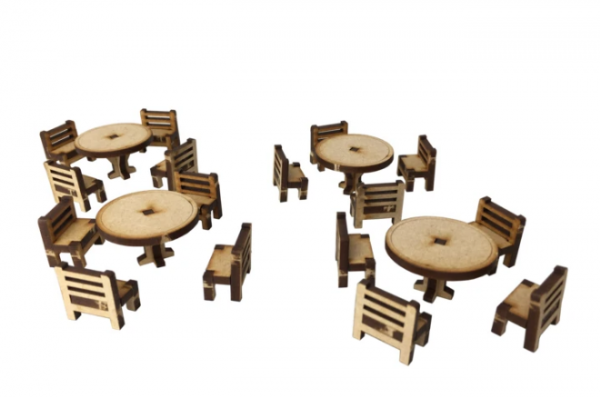 28mm Terrain: Roleplay Game Scenics - Tables and Chairs Set