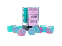 Chessex Dice Sets: Gemini 16mm d6 Gel Green-Pink/Blue Luminary Dice Block (12 dice)