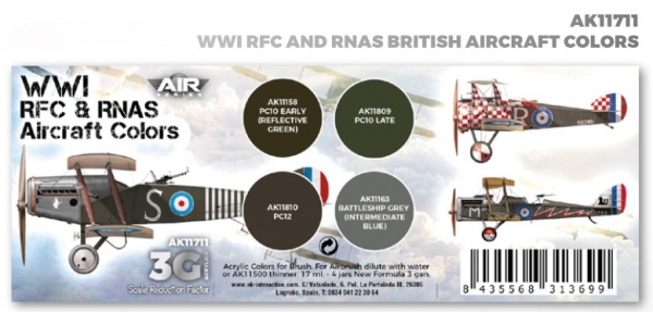 AK-Interactive: 3rd Gen Acrylics - AIR Series WWI RFC & RNAS British Aircraft Colors