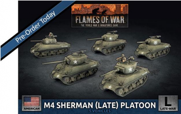 Flames Of War (WWII): (USA) M4 Sherman Platoon (Late 75mm) (x5 Plastic)