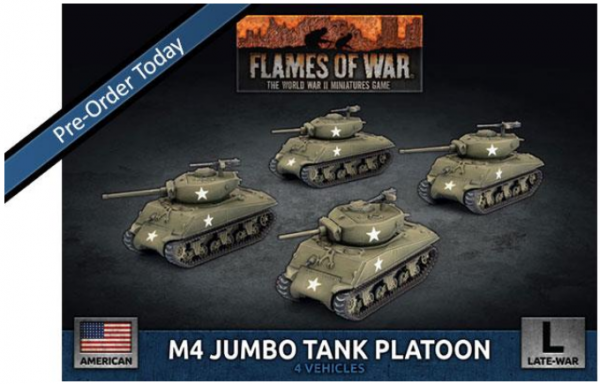 Flames Of War (WWII): (USA) M4 Jumbo Platoon (x4 Plastic)