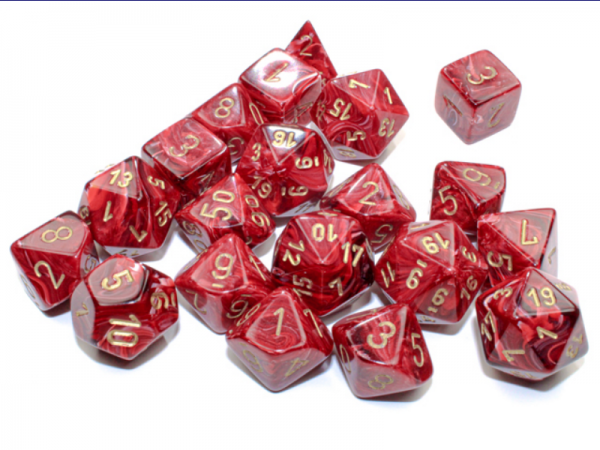 Chessex Dice: Vortex Bag of 20 Polyhedral Burgundy/Gold Dice (Limited Edition)