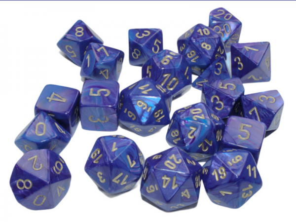 Chessex Dice: Lustrous Bag of 20 Polyhedral Purple/Gold Dice (Limited Edition)
