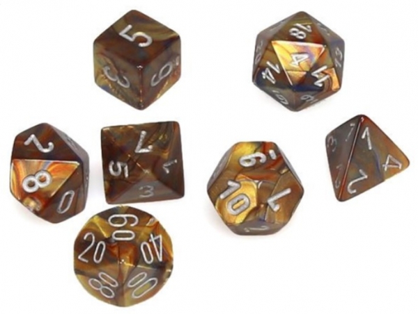 Chessex Dice Sets: Lustrous Mini-Polyhedral Gold/Silver 7-Die Set