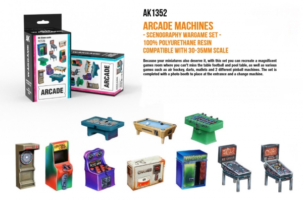 AK-Interactive: Scenography - Arcade Machines (Poly-resin, 30-35mm scale)