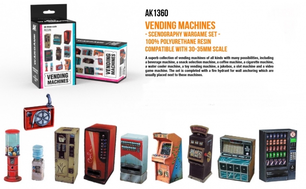 AK-Interactive: Scenography - Vending Machines (Poly-resin, 30-35mm scale)
