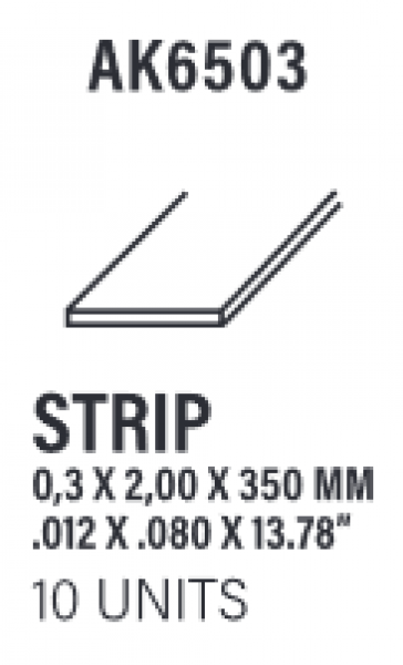 AK-Interactive: (Accessory) Styrene Strips 0.30 x 2.00 x 350mm (10)