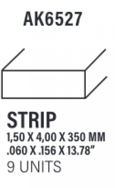 AK-Interactive: (Accessory) Styrene Strips 1.50 x 4.00 x 350mm (9)