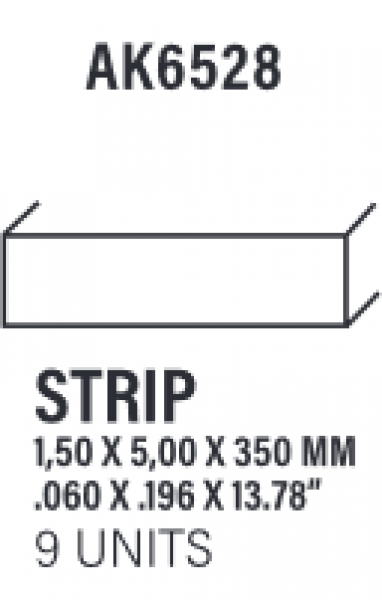 AK-Interactive: (Accessory) Styrene Strips 1.50 x 5.00 x 350mm (9)