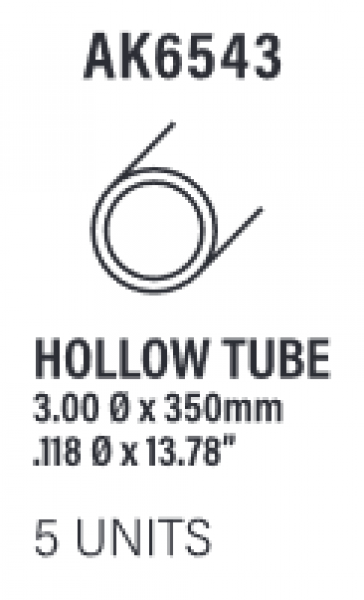 AK-Interactive: (Accessory) Styrene Hollow tube 3.00dx350mm (W.T. 0,7mm) (5)