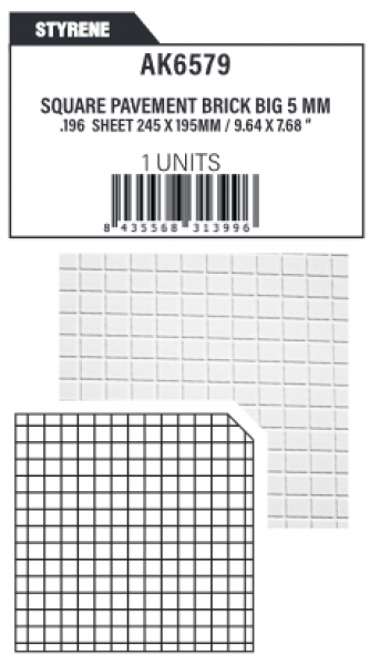 AK-Interactive: (Accessory) Textured Sheets Square Pavement Brick Big 5 MM/.196  Sheet 245x195mm (1)
