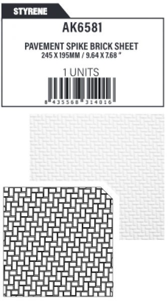 AK-Interactive: (Accessory) Textured Sheets Pavement Spike Brick Sheet 245x195mm/9.64x7.68'' (1)