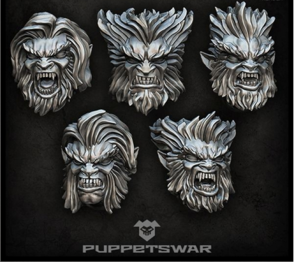 Puppetswar: (Accessory) Werewolf Heads (5)