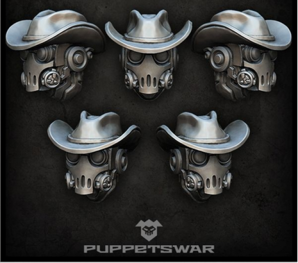 Puppetswar: (Accessory) Cyber Gunslinger Heads (5)