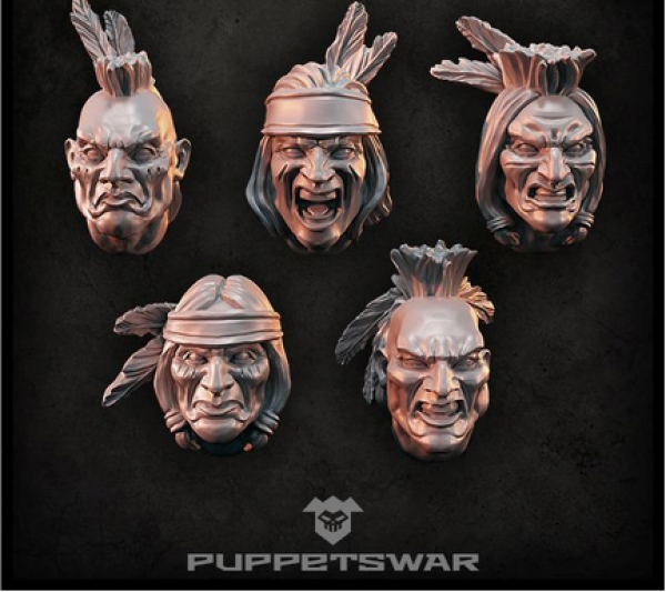 Puppetswar: (Accessory) Native American Heads (5)