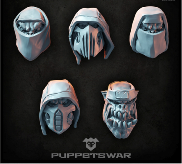 Puppetswar: (Accessory) Ninja Orc Heads (5)