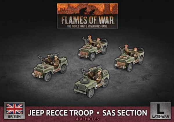 Flames Of War (WWII): (British) Jeep Recce Troop/SAS Section (4x Plastic)