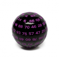 100 Sided Die - Black Opaque with Purple