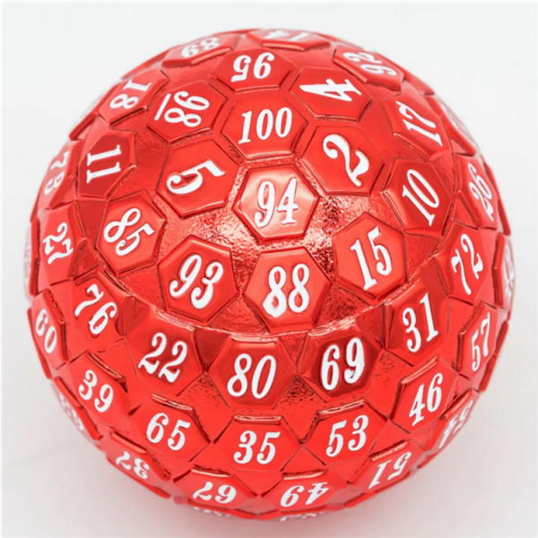 100 Sided Die - Red with White