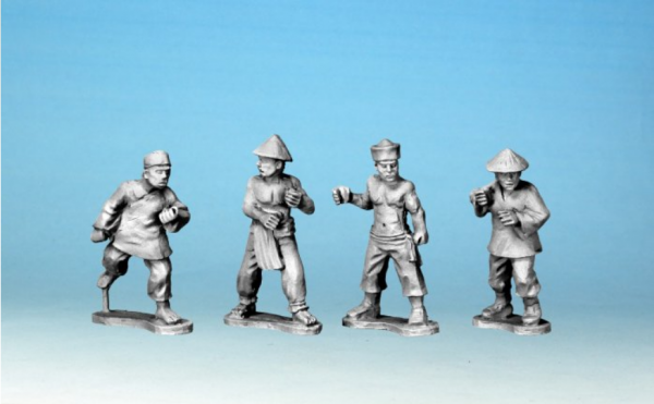 28mm Historical: Boxer Rebellion - Boxers with Banners/Spears (inclues wire spears) (4)