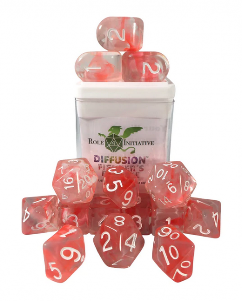 Polyhedral Dice Set: Diffusion Fighter's Resolve dice w/ Arch'd4 & Balance'd20 (15)