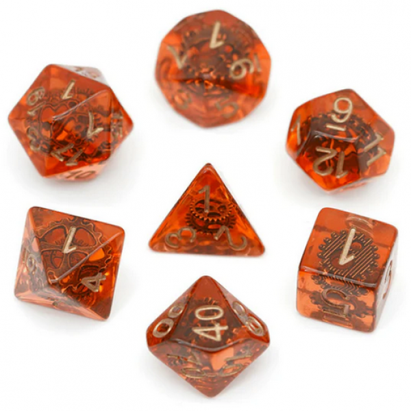 Polyhedral Dice Set: Copper Gears Dice Set (7)