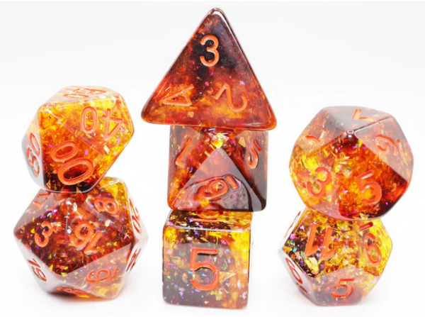 Polyhedral Dice Set:  Pumpkin Light RPG Dice Set (7)