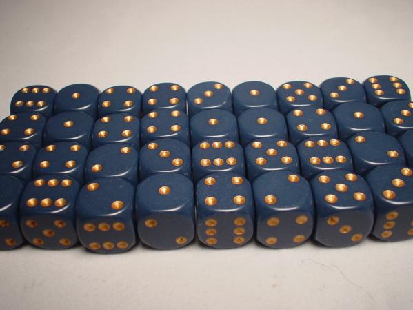 Chessex Dice Sets: Blue/Copper Dusty Opaque 12mm d6 (36)