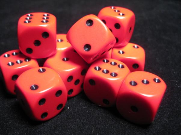 Chessex Dice Sets: Red/Black Opaque 16mm d6 (12)