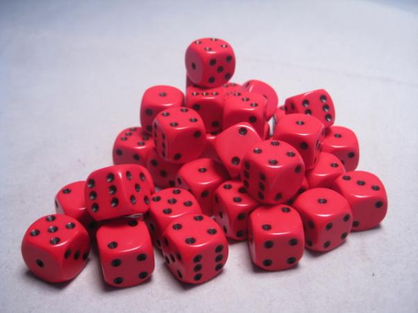 Chessex Dice Sets: Red/Black Opaque 12mm d6 (36)